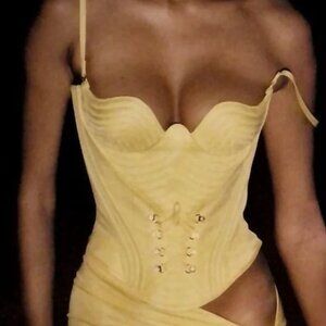 VINTAGE GIANNI VERSACE 95' SPRING RUNWAY COUTURE CORSET TOP SZ 38 / 4 US BLACK